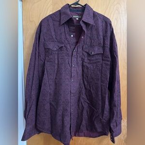 Vintage Stetson Men’s Maroon Paisley Pearl Snap Shirt Size Large